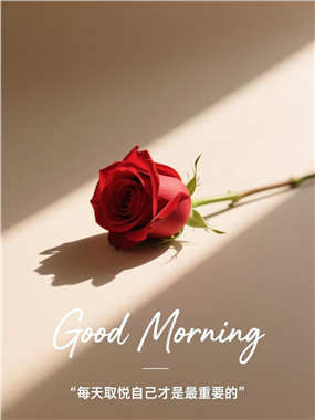 红色玫瑰治愈系早安文字图片